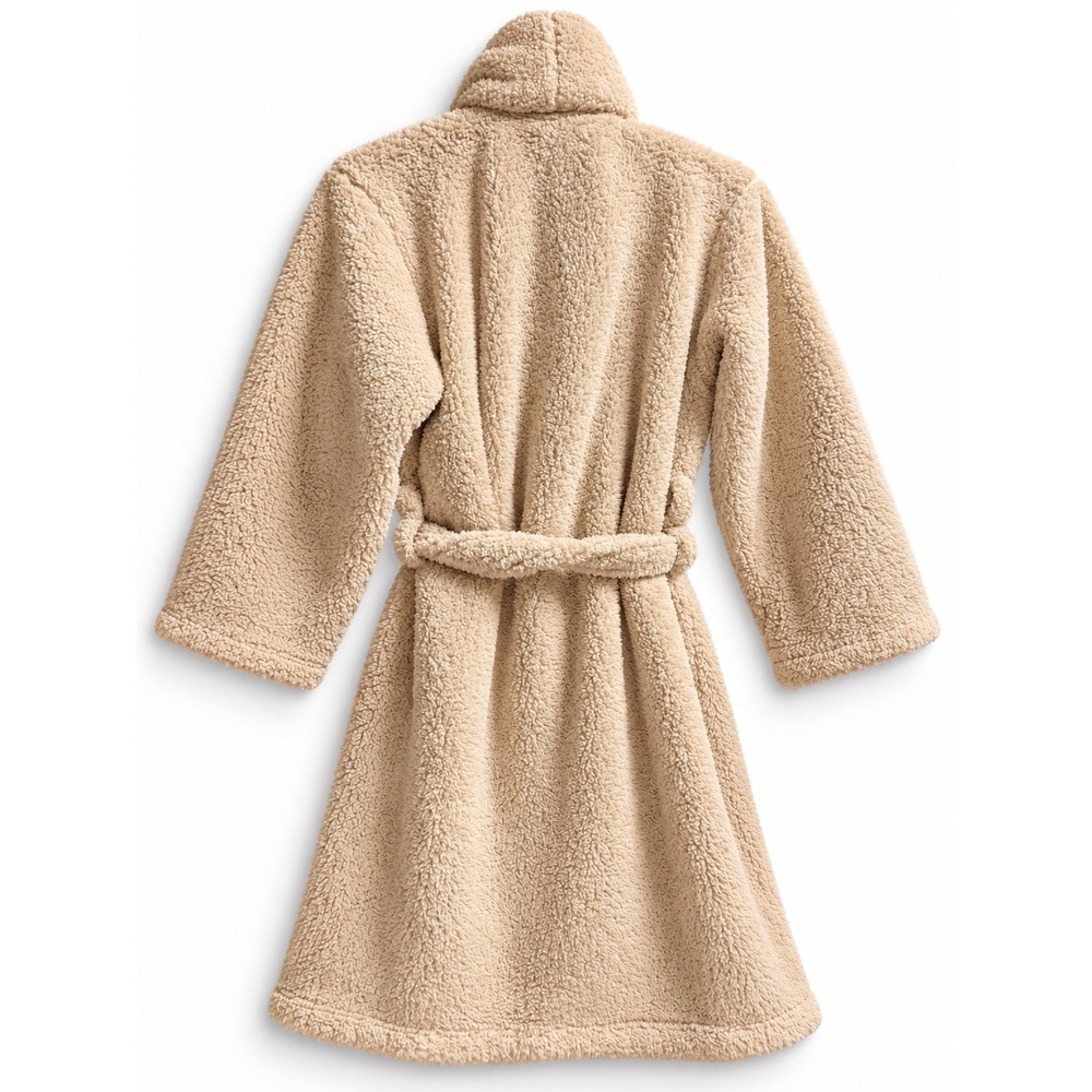 Pottery Barn Teddy Bear Robe Camel Tan Faux Fur Plush Bathrobe Medium - Picture 2 of 8